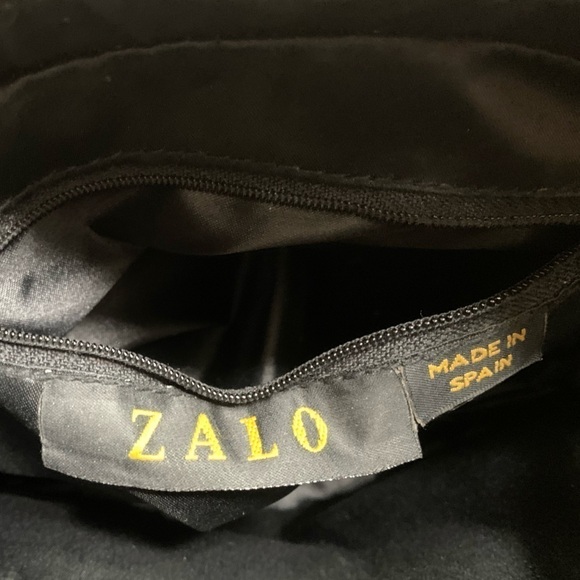 Zalo Vintage Spain Amazing Black Woven Bag with Brown Wooden Circle Handle EUC - Picture 5 of 9